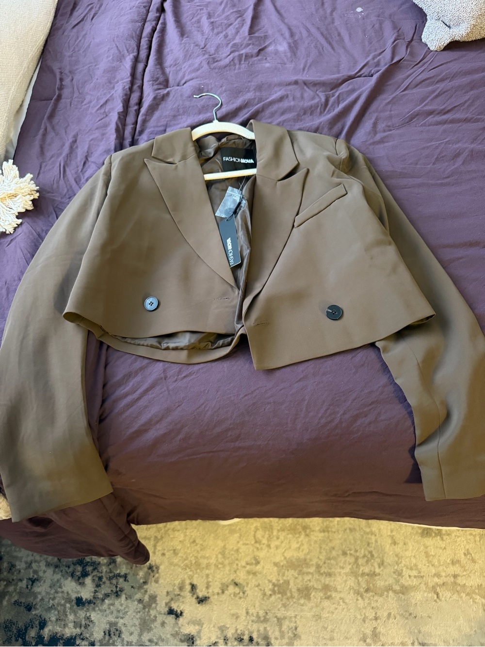 Fashion Nova Cropped Brown Double-Button Blazer